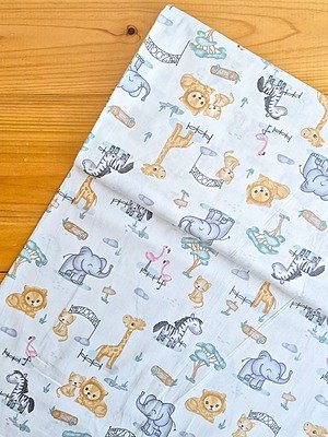 Tela Sarga Animales de Zoo y Globos