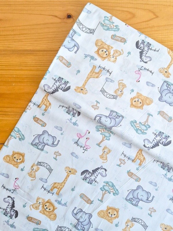 Tela Sarga Animales de Zoo y Globos