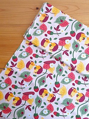 Tela Sarga Erizo y Hojas de Otoño