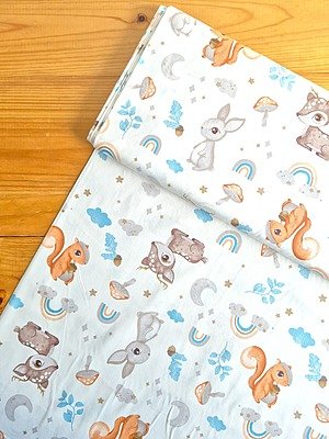 Tela Sarga Conejos, Ciervos y Arcoíris