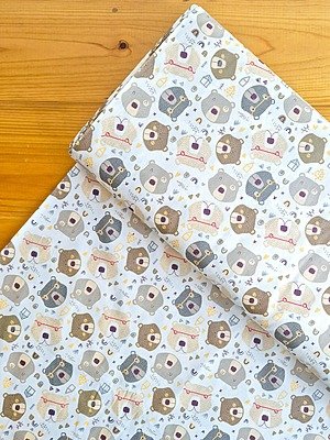 Tela Sarga Caras de Osos con Gafas Fondo Blanco