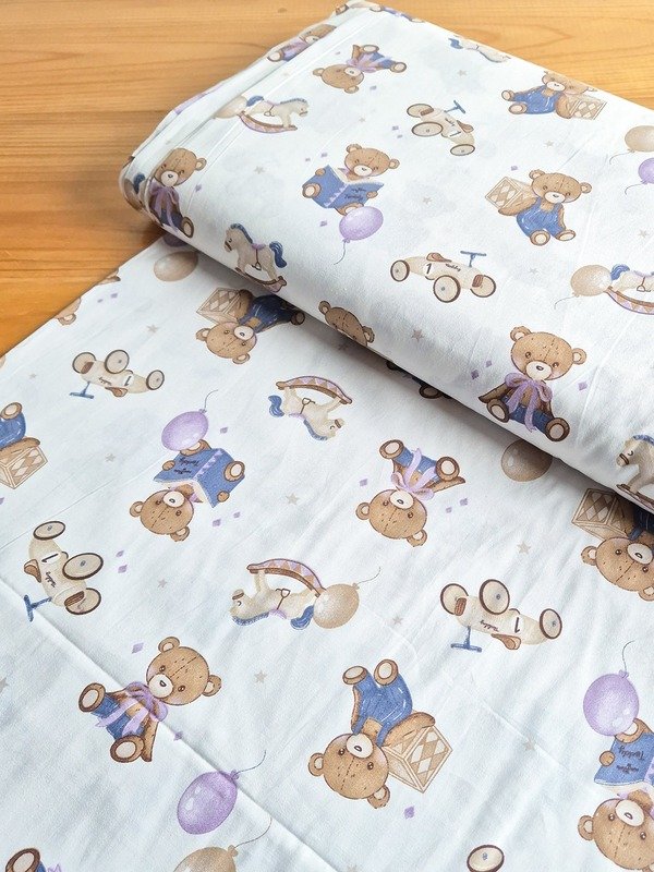 Tela Sarga Osos de Peluche Leyendo