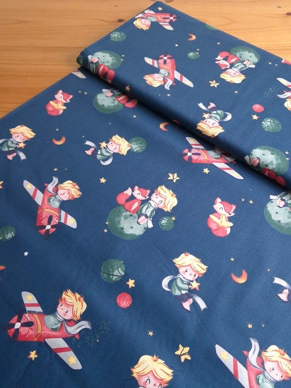 Tela Sarga Principito Fondo Azul Oscuro