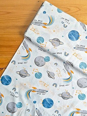 Tela Sarga Planetas, Cohetes y Estrellas "Blast Off"