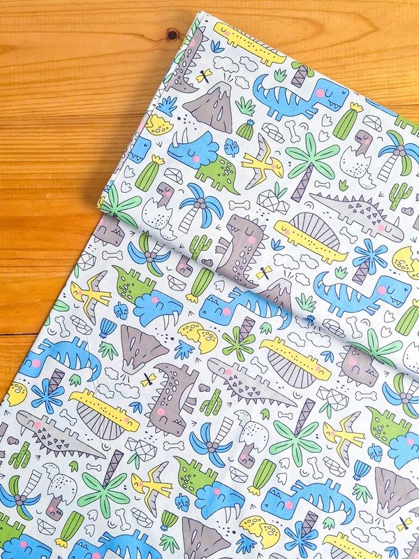 Tela Sarga Dinosaurios y Palmeras Tropicales