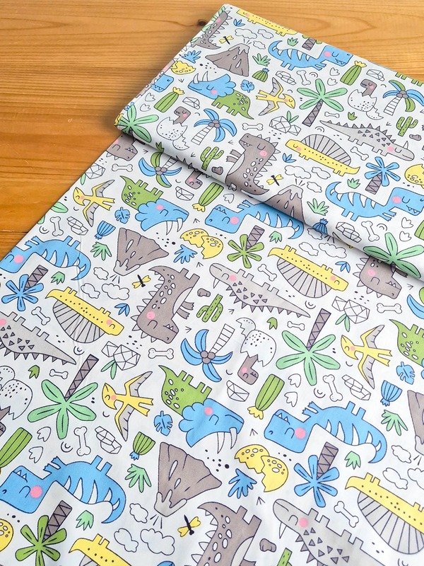 Tela Sarga Dinosaurios y Palmeras Tropicales