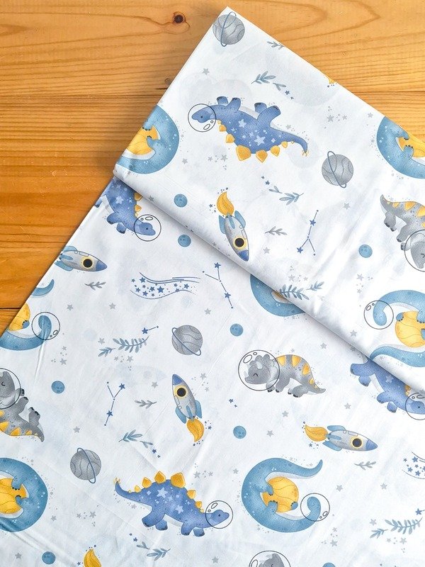 Tela Sarga Dinosaurio Espacial y Cohetes