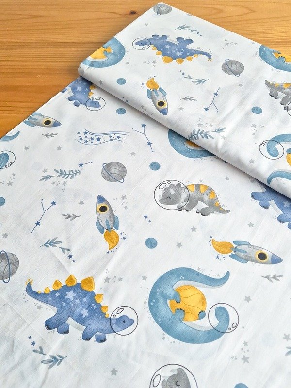 Tela Sarga Dinosaurio Espacial y Cohetes