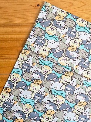 Tela Sarga Gatos Kawaii Tono Celeste