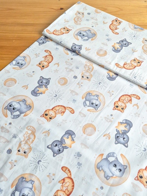 Tela Sarga Gatos Durmiendo en la Luna