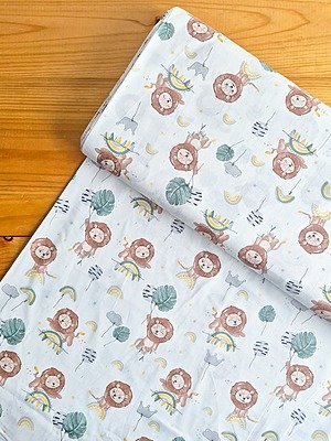 Tela Sarga Leones Bebés y Arcoíris