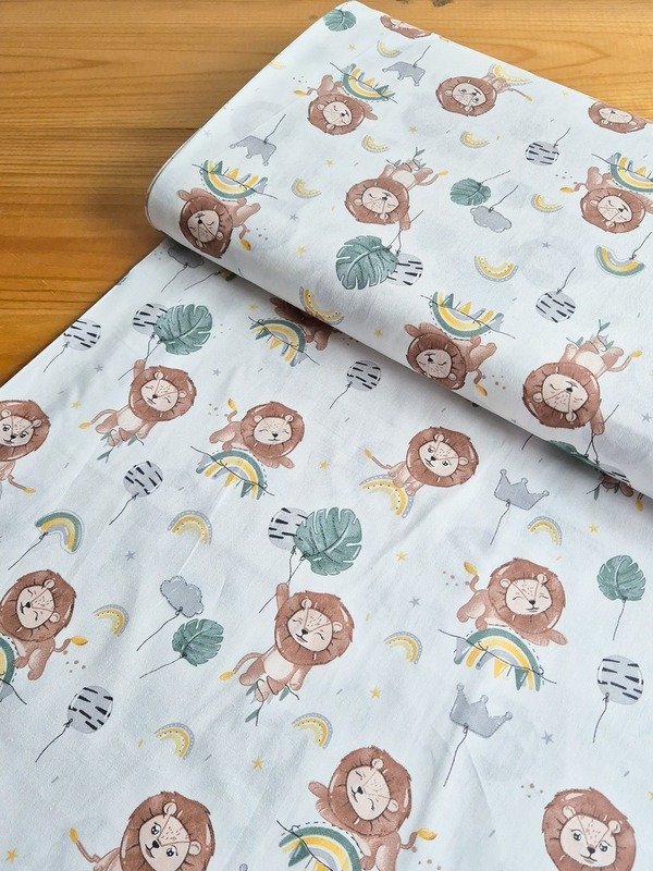 Tela Sarga Leones Bebés y Arcoíris