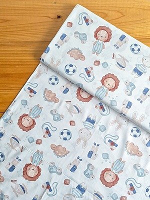 Tela Sarga Leones, Dinosaurios y Juguetes Bebé