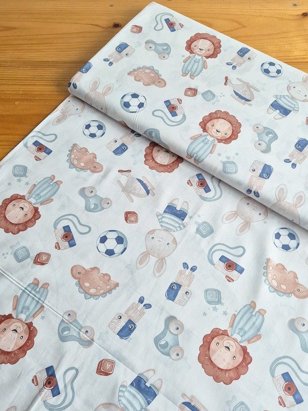 Tela Sarga Leones, Dinosaurios y Juguetes Bebé