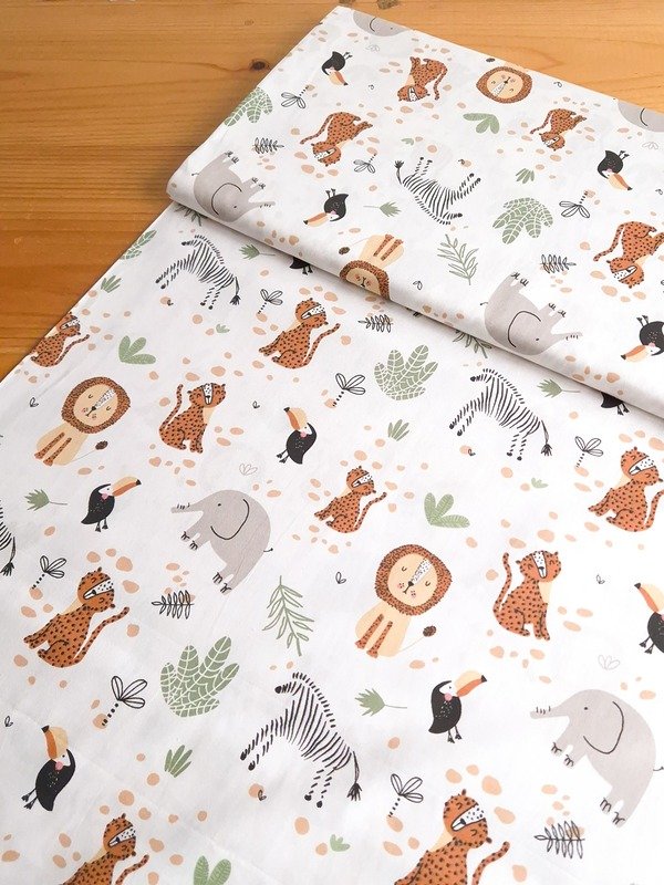 Tela Sarga Leones, Cebras y Leopardos Bebés