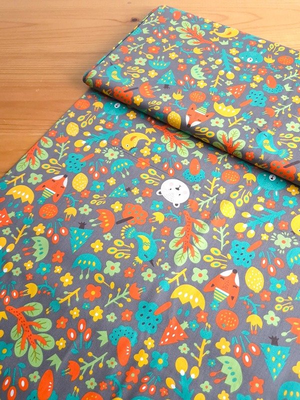 Tela Sarga Osos y Flores del Bosque