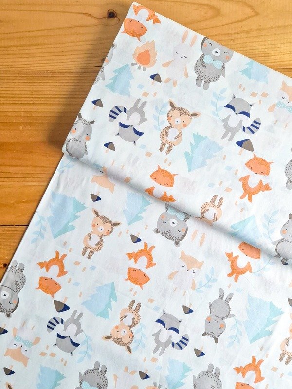 Tela Sarga Mapaches, Osos y Zorros del Bosque