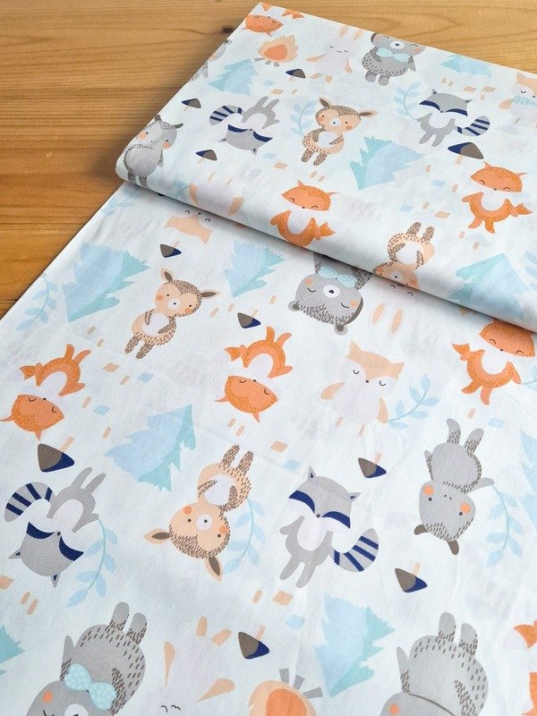 Tela Sarga Mapaches, Osos y Zorros del Bosque