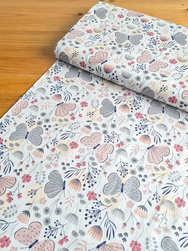 Tela Sarga Mariposas Pastel Fondo Blanco