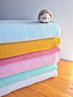 Telas muselina, telas de algodón por metro en colores palo rosa, verde, celeste, mostaza, blanco y rosa pastel para confección y manualidades en Chile