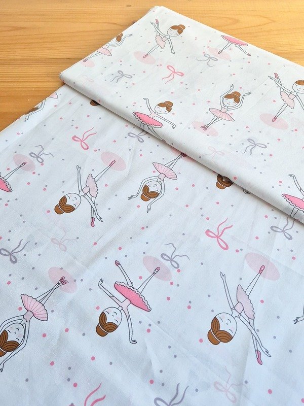 Tela Sarga Bailarinas y Lazos Rosados