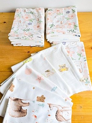 Pack de telas interlock estampadas, telas de algodón con estampados de ositos, ciervos y animales para confección y manualidades en Chile