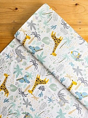 Tela Sarga Jirafas y Palmeras de la Selva