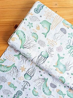 Tela Sarga Vida Marina Tono Verde