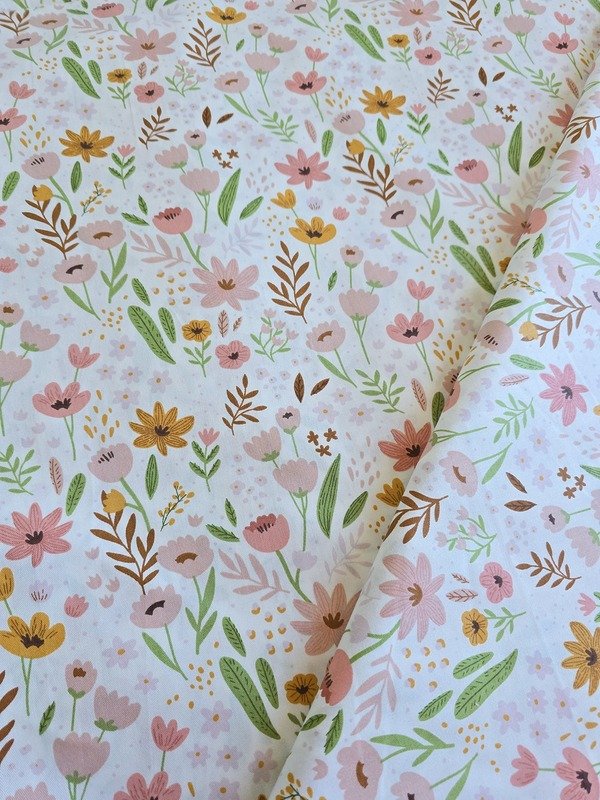 Tela Sarga Flores Variadas