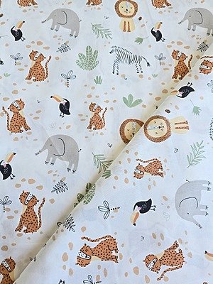 Tela Sarga Leones, Cebras y Leopardos Bebés