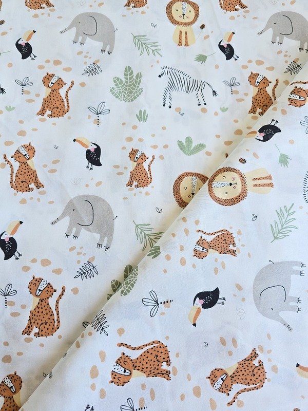 Tela Sarga Leones, Cebras y Leopardos Bebés