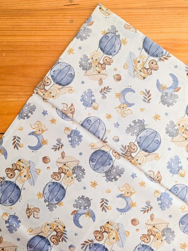 Tela Sarga Dinosaurios en Globo Lunar