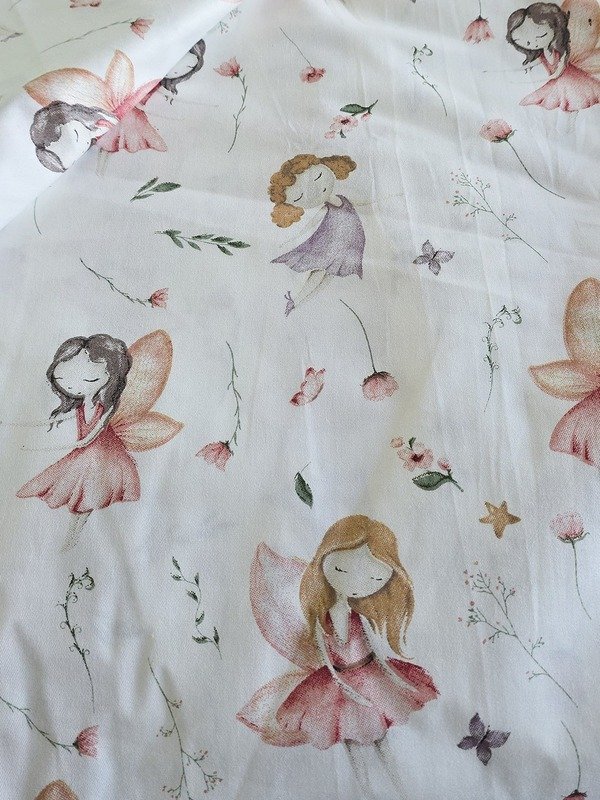 Tela Sarga Hadas y Flores