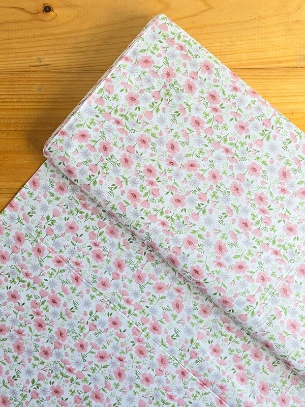 Tela Sarga Floral Rosa