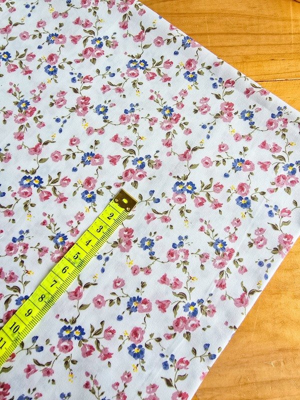 Tela Sarga Mini Flores Rosa y Azul