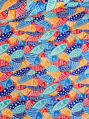 Tela Sarga Peces Multicolor