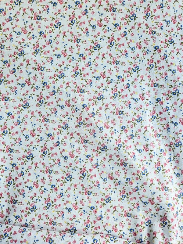 Tela Sarga Mini Flores Rosa y Azul