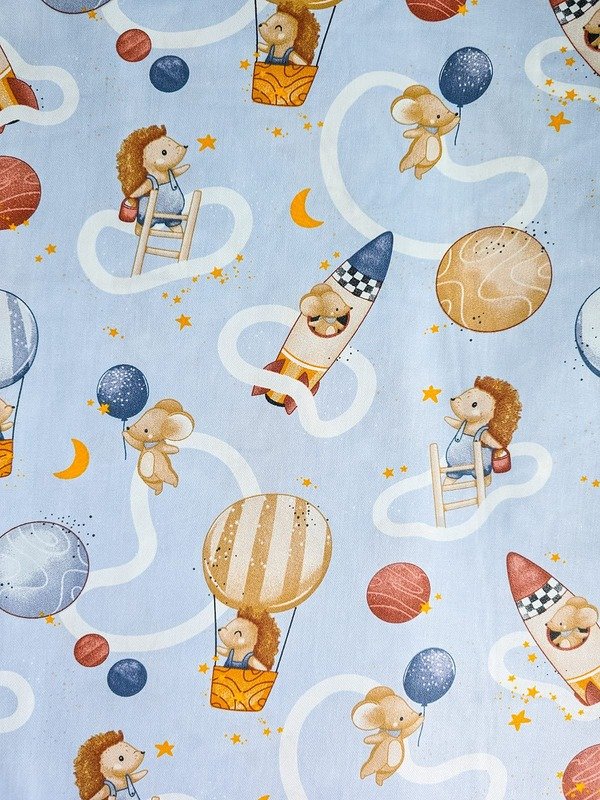 Tela Sarga Erizos y Ratoncitos Astronautas