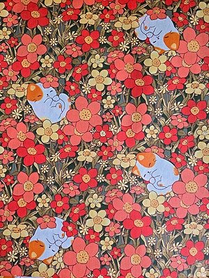 Tela Sarga Gatitos y Flores