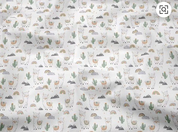 Tela Sarga Llamas y Cactus